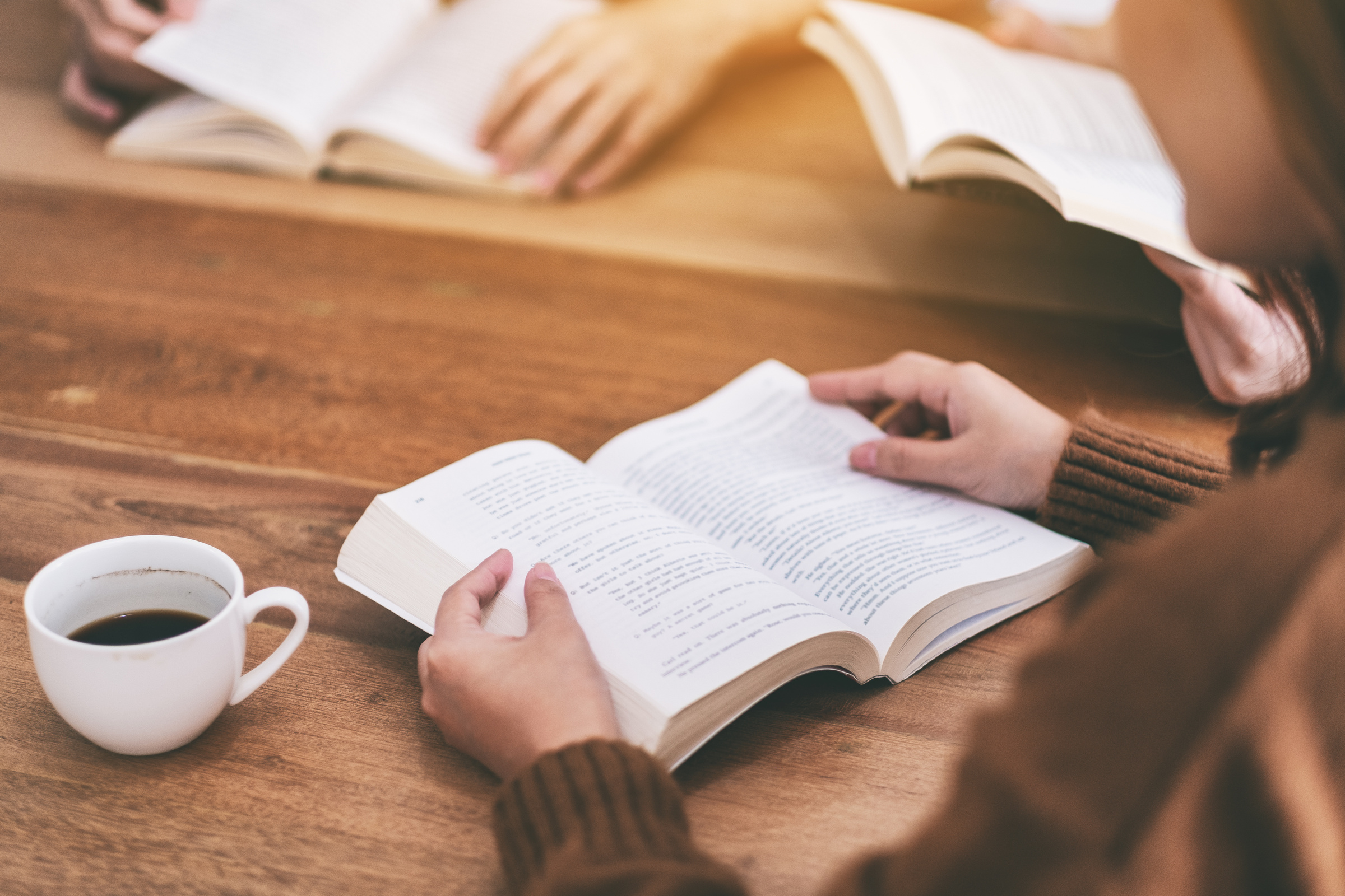 people sitting and enjoyed reading books together